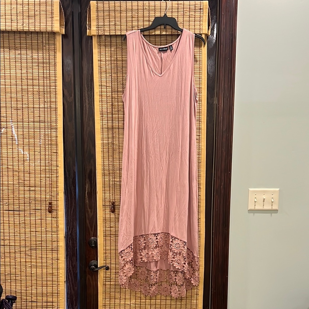 Nina Leonard Pink Embellished Maxi Sundress
